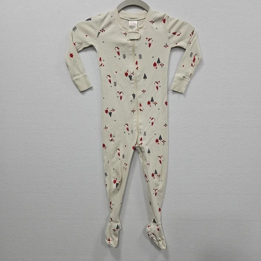 Hanna Andersson Toddler Santa Gnomes Christmas Winter‎ Zipper Pajamas Size 3T